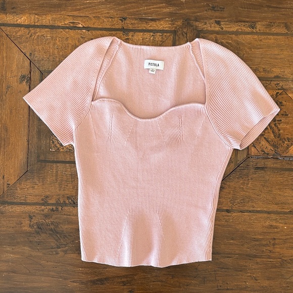pistola Tops - Pistola Light Pink Short Sleeve Sweater
